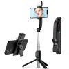 Techsuit - Selfie Bot (C01s) - Összecsukható, stabil tripod állvánnyal, Bluetooth távirányítóval és LED fénnyel, 107 cm - Fekete