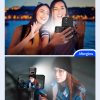 Techsuit - Selfie Bot (C01s) - Összecsukható, stabil tripod állvánnyal, Bluetooth távirányítóval és LED fénnyel, 107 cm - Fekete