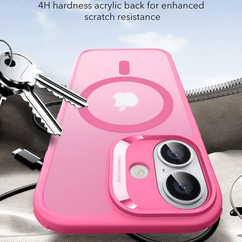 iPhone 17, Ütésállő MagSafe-es tok, Kameravédelemmel, Légpárnás sarkokkal - Matt rózsaszín - ESR Classic Hybrid HaloLock