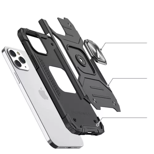 Wozinsky Ring Armor ütésálló tok kitámasztó gyűrűvel - Ezüst - iPhone 13