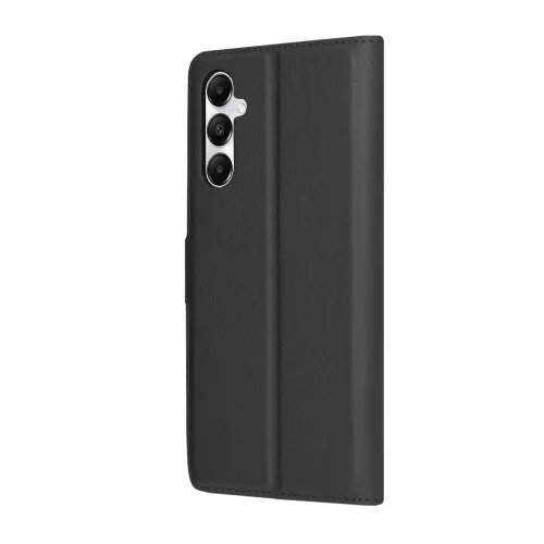 Samsung Galaxy A05s, Kinyitható kártyatartós Ökobőr tok állványfunkcióval - Fekete - Techsuit Leather Folio