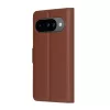 Google Pixel 10 / 10 Pro, Kinyitható kártyatartós ECO bőr tok, állványfunkcióval - Barna - Techsuit Leather Folio