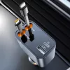 Techsuit NanoVoltX (C1) autós töltő – beépített kihúzható USB-C és Lightning kábelekkel – Szürke