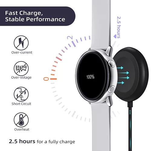 Techsuit - Okosóra Töltő (TSC11) - Samsung Watch-hoz, USB, 2.5W - Fekete