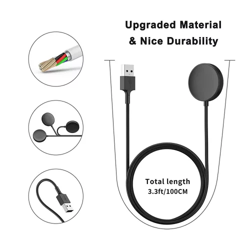 Techsuit - Okosóra Töltő (TSC11) - Samsung Watch-hoz, USB, 2.5W - Fekete