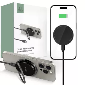   Tech-Protect QI15W-A33 - MagSafe kompatibilis vezeték nélküli töltő és kitámasztó - Fekete