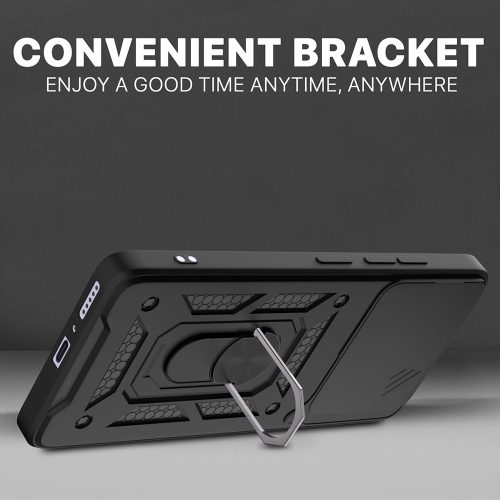 Modern Ütésálló Telefontok Állvánnyal és Kamera Védelemmel iPhone 17 Pro - Fekete