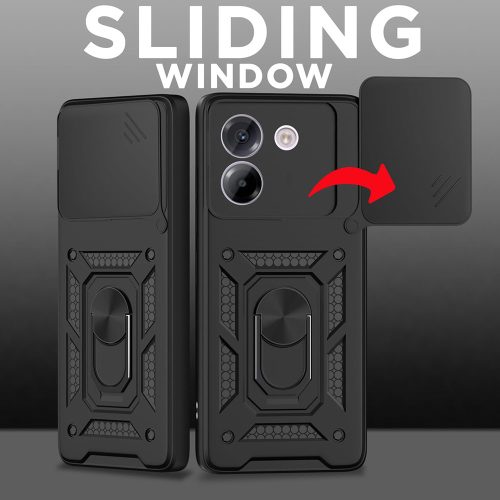 Modern Ütésálló Telefontok Állvánnyal és Kamera Védelemmel iPhone 17 Pro - Fekete