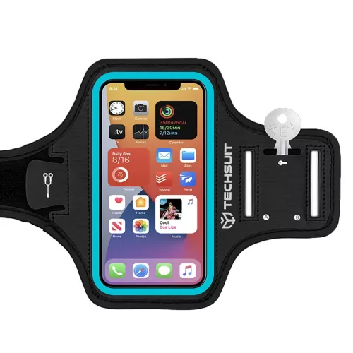 Techsuit - (TH20) Telefontok futáshoz, sport karszalag - tépőzárral, kártyatartóval, max. 6,8" méretig - Kék