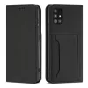 Samsung Galaxy A13 5G - Kinyitható tok, Ökobőrből, kártyatartóval, állványfunkcióval, mágneses záródással - fekete - Magnet Card Case