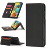 Samsung Galaxy A13 5G - Kinyitható tok, Ökobőrből, kártyatartóval, állványfunkcióval, mágneses záródással - fekete - Magnet Card Case