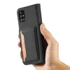 Samsung Galaxy A13 5G - Kinyitható tok, Ökobőrből, kártyatartóval, állványfunkcióval, mágneses záródással - fekete - Magnet Card Case