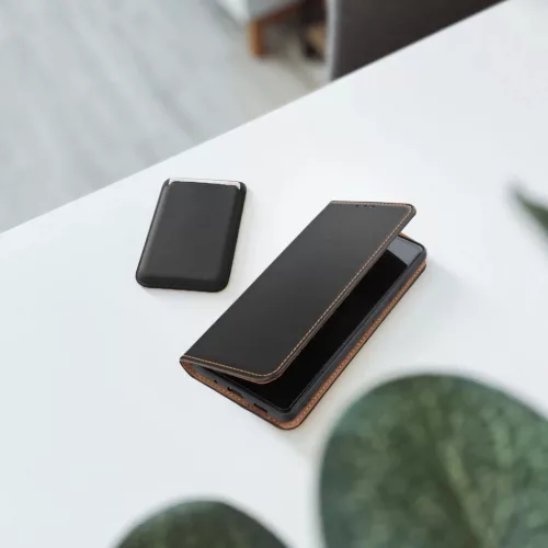 iPhone 11, Kinyitható kártyatartós bőr tok - Fekete - SMART PRO