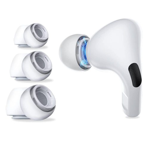 Cserélhető fülpárna (3 darabos) készlet - Apple AirPods Pro 1 / 2 / 3-hoz, prémium szilikon, XS, S, L méretek - Fehér - Techsuit - AirVibe (ET1) 