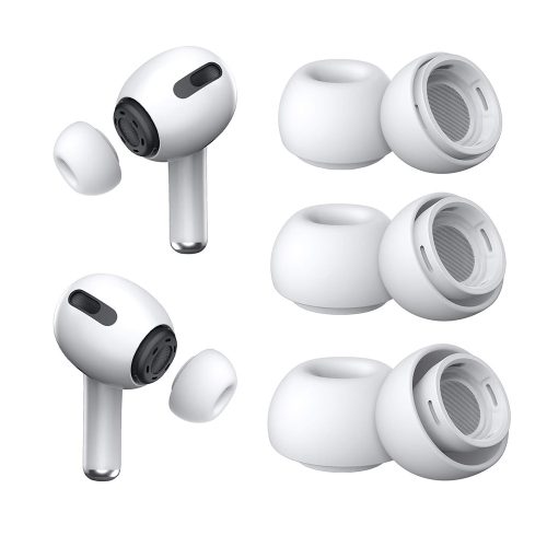 Cserélhető fülpárna (3 darabos) készlet - Apple AirPods Pro 1 / 2 / 3-hoz, prémium szilikon, XS, S, L méretek - Fehér - Techsuit - AirVibe (ET1) 