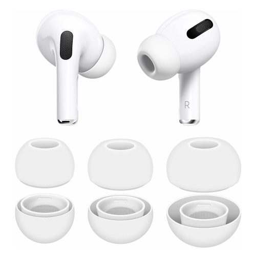 Cserélhető fülpárna (3 darabos) készlet - Apple AirPods Pro 1 / 2 / 3-hoz, prémium szilikon, XS, S, L méretek - Fehér - Techsuit - AirVibe (ET1) 