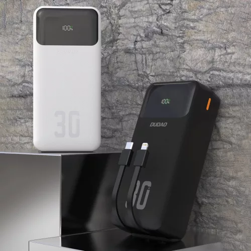Dudao K15MAX 30000mAh PD 22.5W Powerbank beépített kábelekkel - Fekete