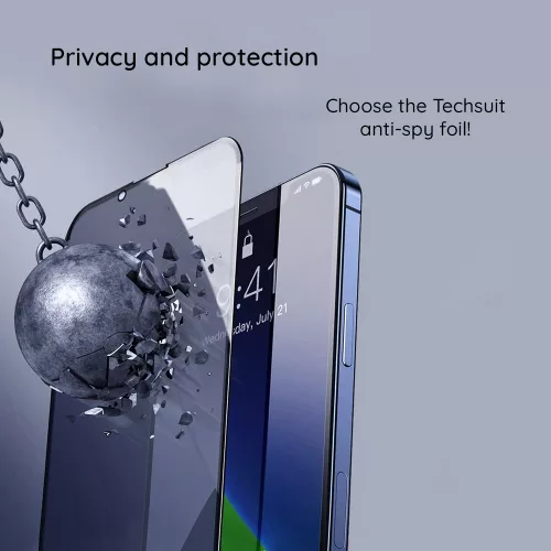 Techsuit - 111D Privacy Full Glue (Előlapi fólia) - Samsung Galaxy Z Flip 7 - Fekete