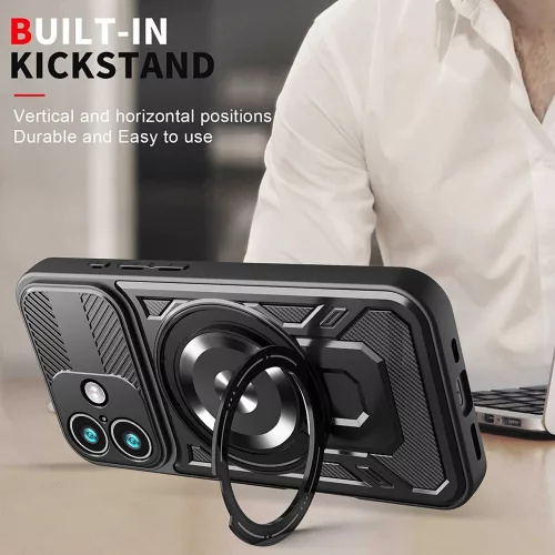 Techsuit - RuggedCam Ütésálló MagSafe tok - iPhone 17 - Fekete