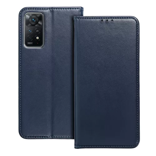 Xiaomi 15 Pro, Mágneses Kinyitható ECO bőr tok belső kártyatartó zsebbel - Sötétkék - Smart magneto 