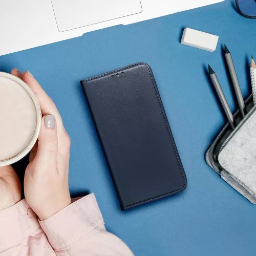 Xiaomi 15 Pro, Mágneses Kinyitható ECO bőr tok belső kártyatartó zsebbel - Sötétkék - Smart magneto 
