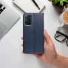 Xiaomi 15 Pro, Mágneses Kinyitható ECO bőr tok belső kártyatartó zsebbel - Sötétkék - Smart magneto 