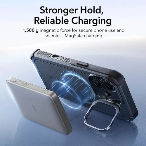 iPhone 17, Ütésálló MagSafe-es tok, kitámasztóval, háromrétegű védelemmel - Fekete - ESR - Cyber Armor Kickstand