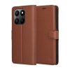 Honor Magic 8 Lite Kinyitható kártyatartós Ökobőr tok állványfunkcióval - Barna - Techsuit Leather Folio