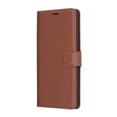 Honor Magic 8 Lite Kinyitható kártyatartós Ökobőr tok állványfunkcióval - Barna - Techsuit Leather Folio