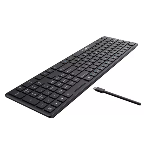 Vezetékes billentyűzet - USB-C, ultravékony, csendes - Fekete - Havit KB252 