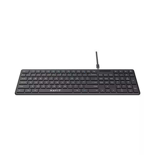 Vezetékes billentyűzet - USB-C, ultravékony, csendes - Fekete - Havit KB252 