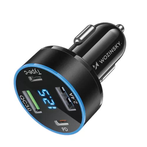 Wozinsky WDCCB Autós tartó kijelzővel 50W 2xUSB-C / 2xUSB-A - Fekete
