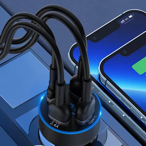 Wozinsky WDCCB Autós tartó kijelzővel 50W 2xUSB-C / 2xUSB-A - Fekete