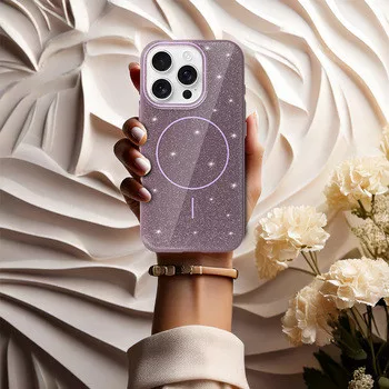 MagSafe Slim Csillogós tok iPhone 14 - Lila