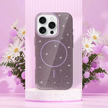 MagSafe Slim Csillogós tok iPhone 14 - Lila