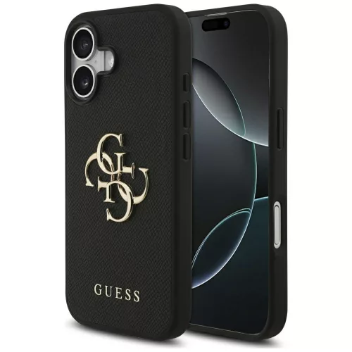 iPhone 17, Guess - Hardcase 4G Grained Big and Classic Logo MagSafe tok - Fekete