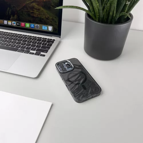 Glitteres Fekete MagSafe tok - iPhone 16 Plus