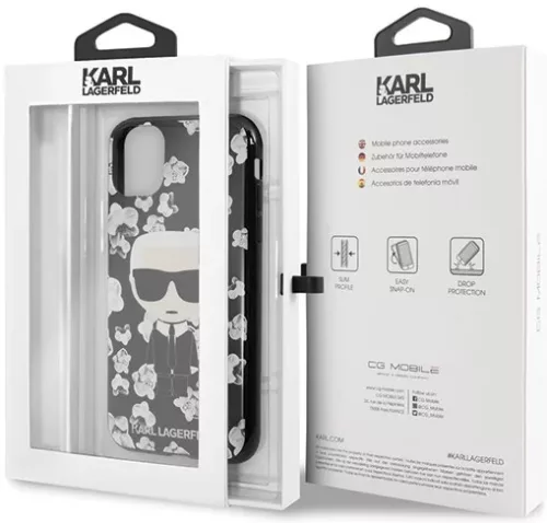 Karl Lagerfeld Virágos Szilikon Tok iPhone 11 Pro Max - Fekete