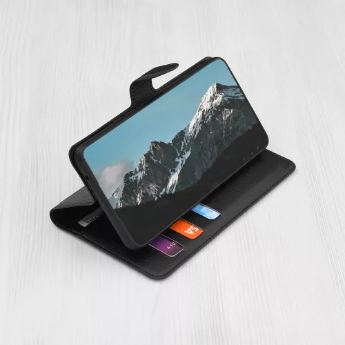 Techsuit Eco Bőr kinyitható fekete tok (Google Pixel 9 Pro / 9)