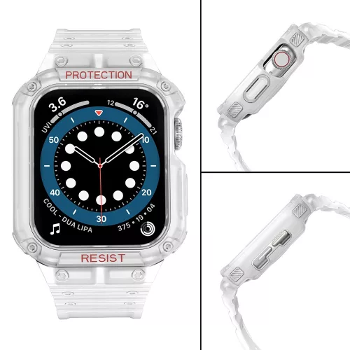Védőtokos Szíj Apple Watch 42/44/45 mm - Átlátszó