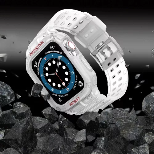 Védőtokos Szíj Apple Watch 42/44/45 mm - Átlátszó