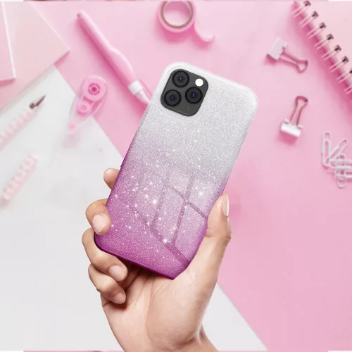 SHINING Glitteres tok Samsung A16 5G - Átlátszó/Rózsaszín