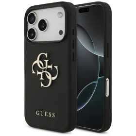   iPhone 17 Pro, Guess - Hardcase 4G Grained Big and Classic Logo MagSafe tok - Fekete