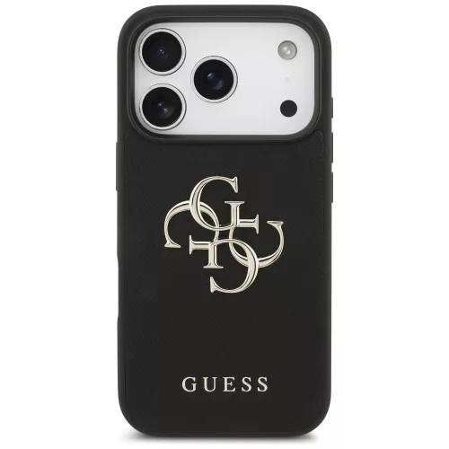 iPhone 17 Pro, Guess - Hardcase 4G Grained Big and Classic Logo MagSafe tok - Fekete