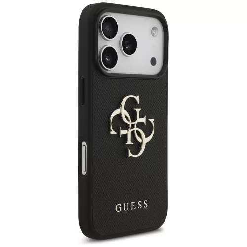 iPhone 17 Pro, Guess - Hardcase 4G Grained Big and Classic Logo MagSafe tok - Fekete