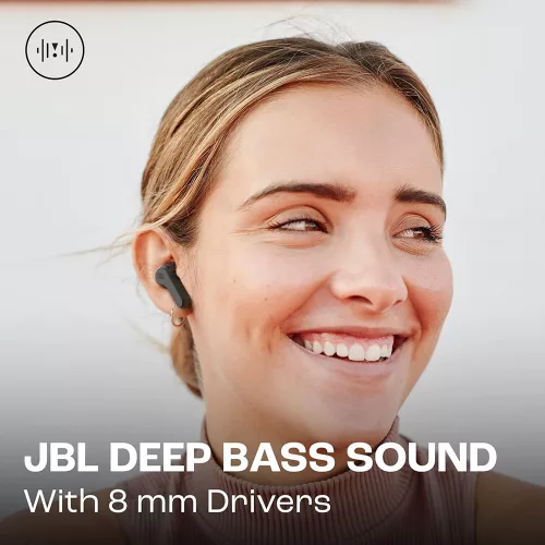 JBL Wave Beam Vezeték nélküli fülhallgató - TWS, mikrofon, mély basszus, IP54 – Fekete