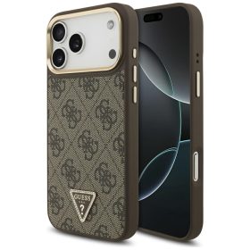   iPhone 17 Pro, Guess - Hardcase 4G Triangle Logo MagSafe tok - Barna