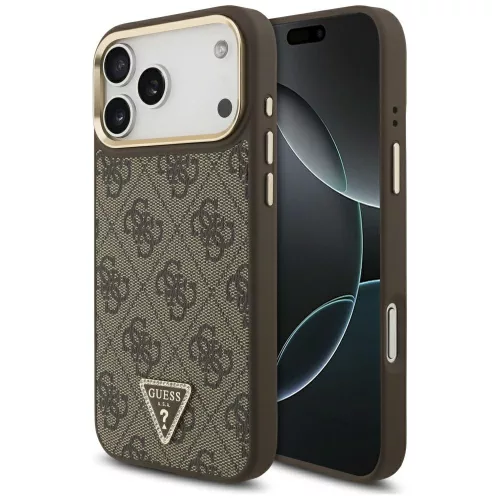 iPhone 17 Pro, Guess - Hardcase 4G Triangle Logo MagSafe tok - Barna