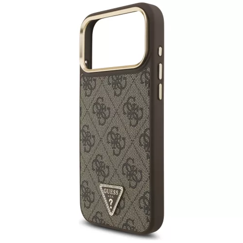 iPhone 17 Pro, Guess - Hardcase 4G Triangle Logo MagSafe tok - Barna