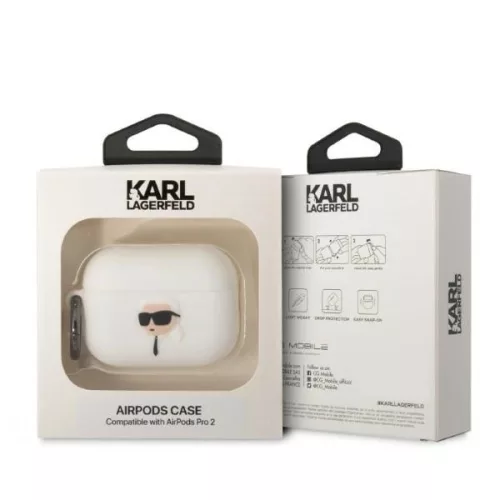 Karl Lagerfeld Fehér Szilikon 3D Karl fejes Airpods Pro tok